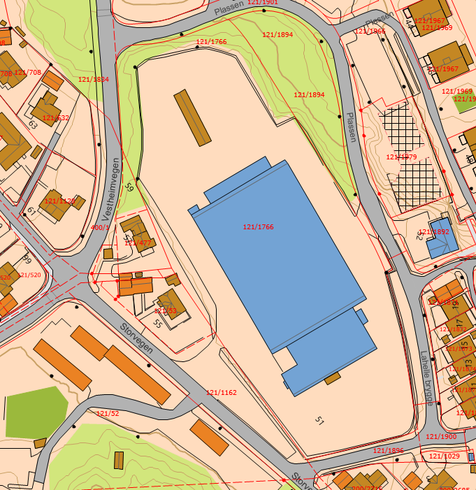 Kart som viser område som omfattes av utbyggingsavtale