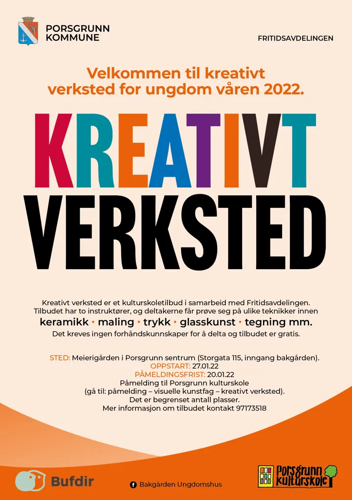 Kreativt Verksted For Unge Våren 2022