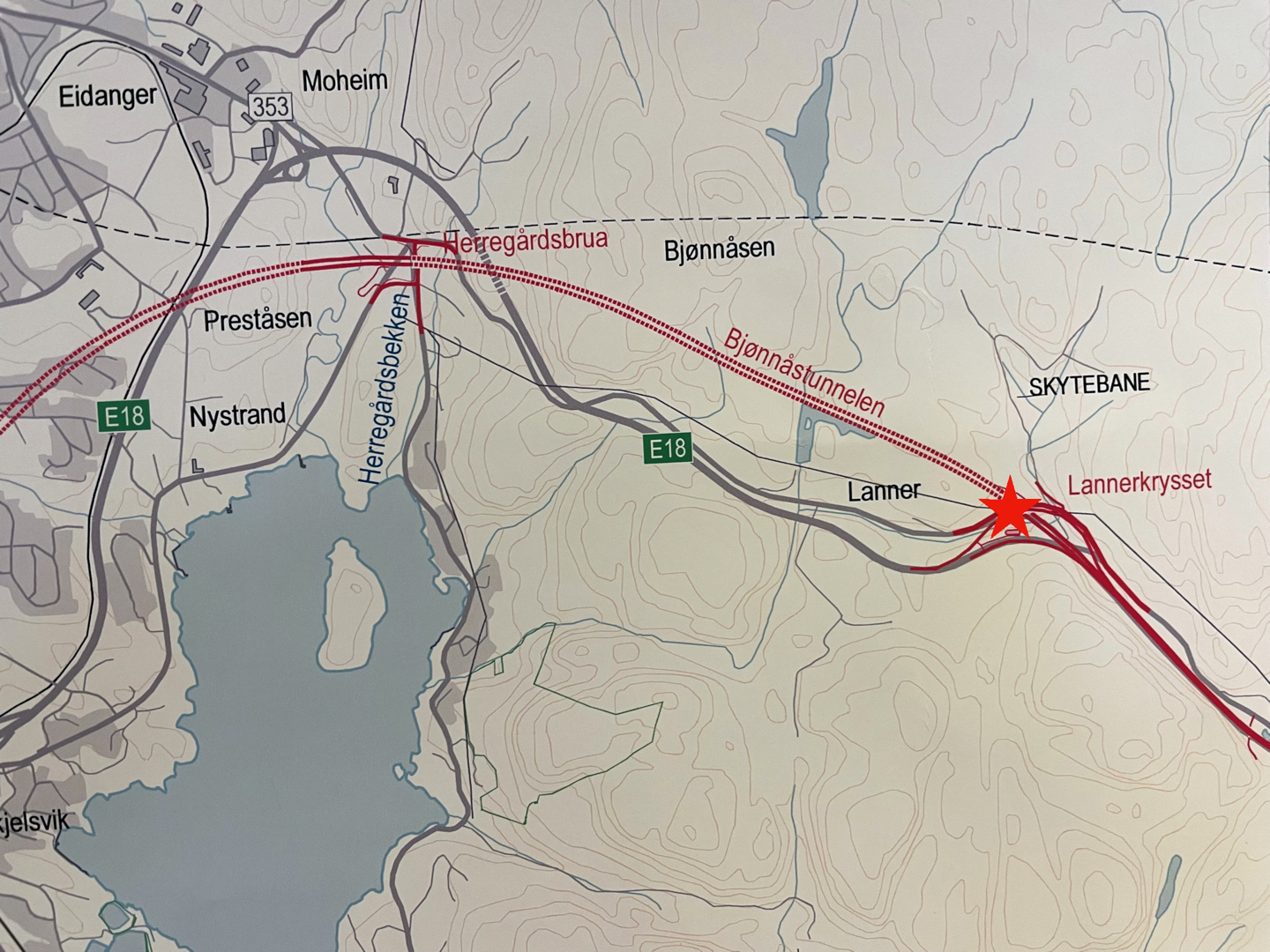 Stjernen viser hvor markeringen ble gjort