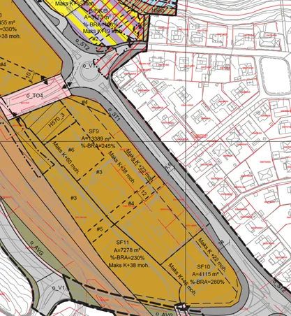 Utsnitt av plankart (høring)