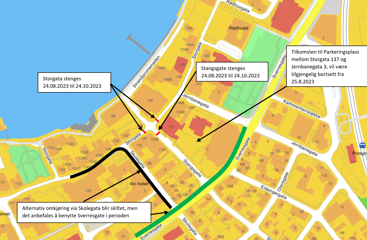 Kart over området som blir berørt