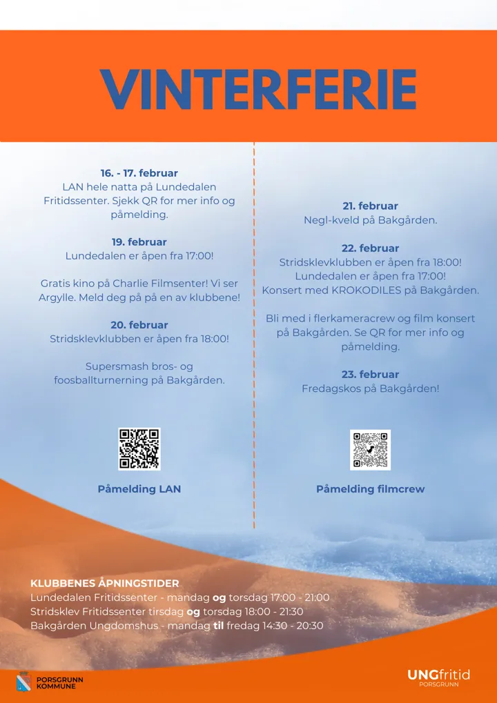 Vinterferie24 Ungfritid Plakat
