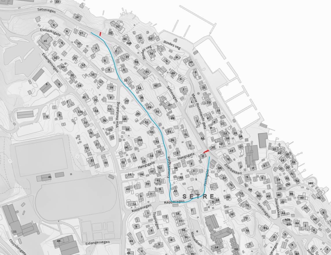 Deler av Setrevegen i Brevik stenges tirsdag 14. april