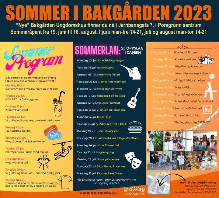 Bakgården Sommerprogram 2023 Digital Flier